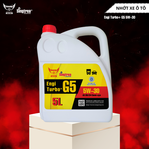Nhớt xe ô tô SINGTREA ENGI TURBO+ G5 5W30 SN/CI4 SEMI-SYN 5L