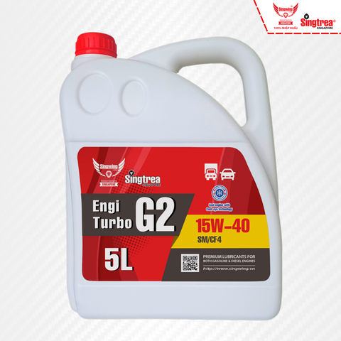 Nhớt xe ô tô SINGTREA ENGI TURBO G2 15W40 SM/CF4 5L