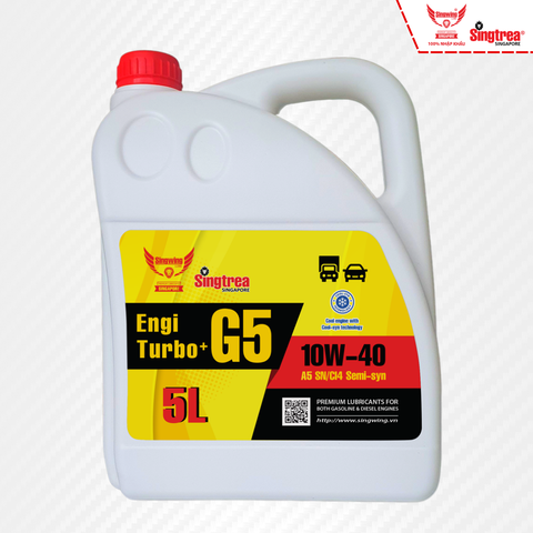 Nhớt xe ô tô SINGTREA ENGI TURBO+ G5 10W40 SN/CI4 SEMI-SYN 5L