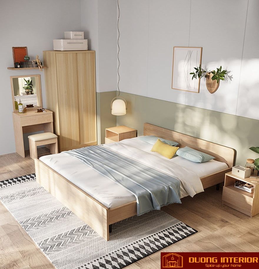  Giường ngủ bằng gỗ công nghiệp kiểu dáng tối giản DGN07 