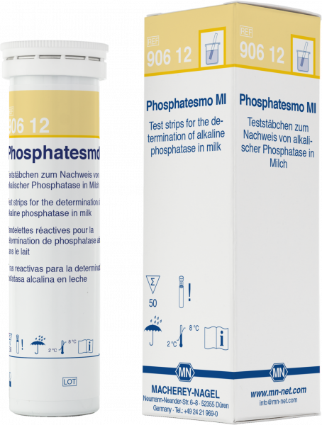  Giấy kiểm tra định tính Phosphatesmo MI về Phosphatase trong sữa <br> P/N: 90612 <br> Quy cách: 50 test(s)/hộp 