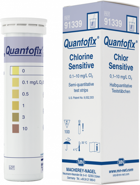  Que thử bán định lượng QUANTOFIX Chlorine Sensitive , P/N: 91339,  Quy cách: 100 test(s)/hộp 