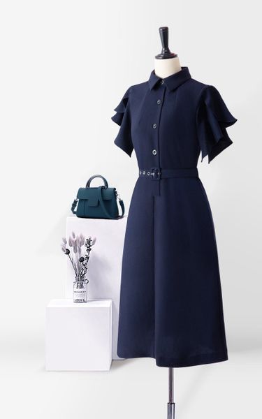  Đầm TB Tay Bèo Vnxk Thắt Dây Eo-TPSRFTB323 