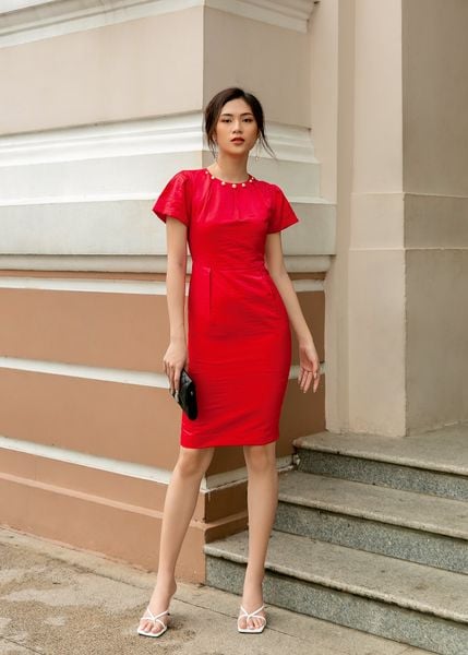  Đầm Mentosa Tapta Form Bút Chì Tay Xòe - K1MA4250820 