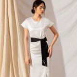  Đầm M&S Lụa 2 Màu Cột Dây Eo SALE - K1M13230720S 