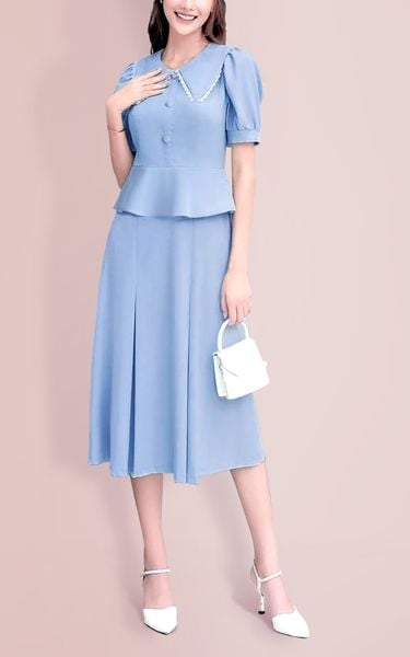  Set Katosa Áo Cổ Sen Chân Váy Xòe-KTS23605 