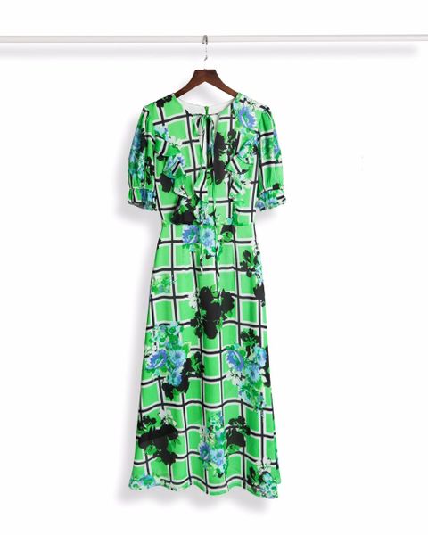  Đầm Banana Voan Bông Bèo Ngực Tay Ngắn-P1305130619 