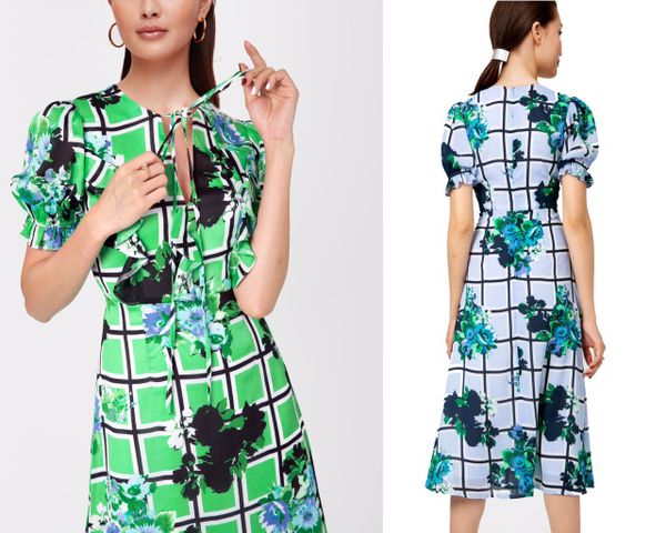  Đầm Banana Voan Bông Bèo Ngực Tay Ngắn-P1305130619 