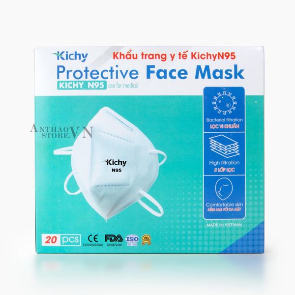  Hộp Khẩu Trang Kichy Y Tế N95 Không Van 5 Lớp Hộp Màu Xanh (20 cái)-TYKC209210922 