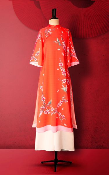  Áo Dài Cách Tân Katosa Màu Cam-ADAT15010C 