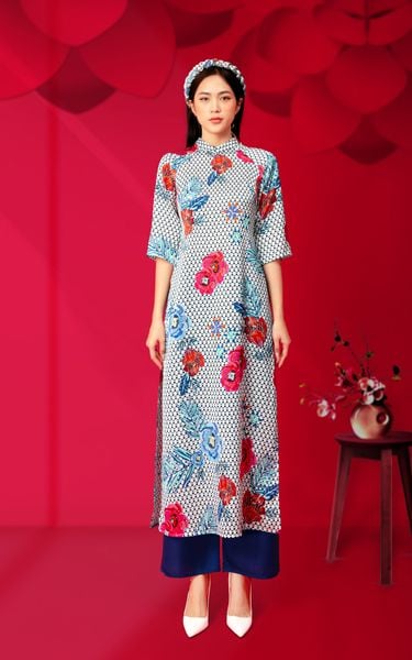  Áo Dài Cách Tân Katosa Chấm Bi HT-KTS221511CB 