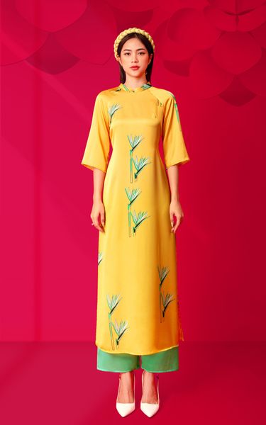  Áo Dài Cách Tân Katosa Màu Hoa Thiên Điểu-KTS221511V 