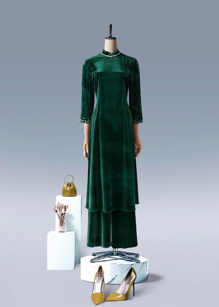  Áo Dài Mentosa Nhung Ngọc Trai-MTS211122402 