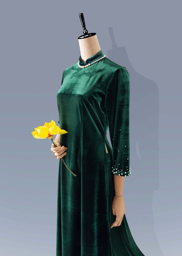 Áo Dài Mentosa Nhung Ngọc Trai-MTS211122402