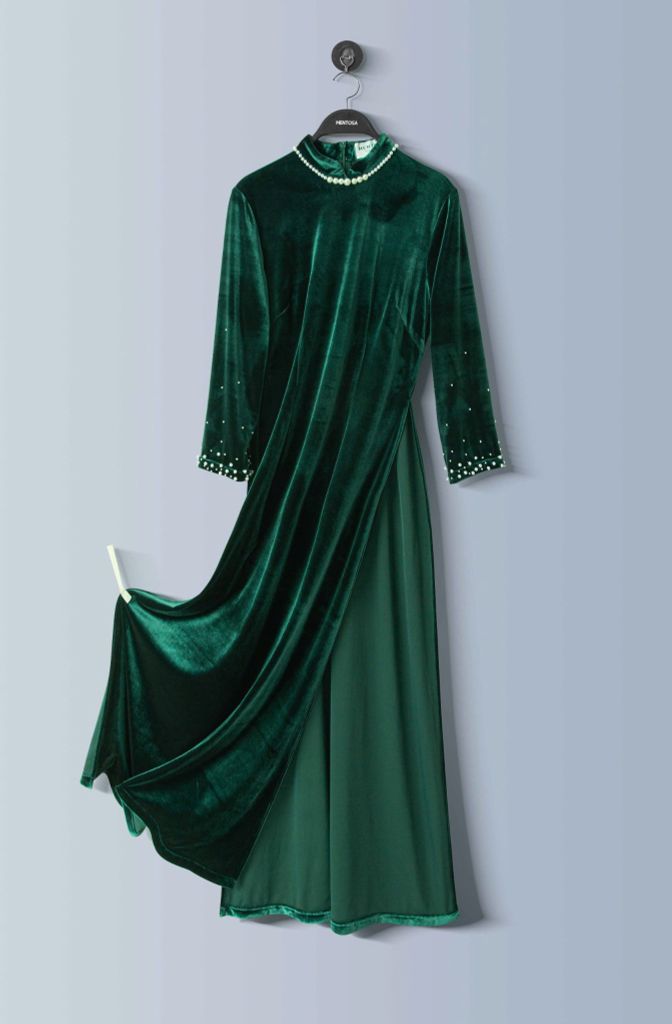 Áo Dài Mentosa Nhung Ngọc Trai-MTS211122402