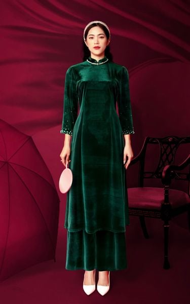  Áo Dài Mentosa Nhung Ngọc Trai-MTS211122402 