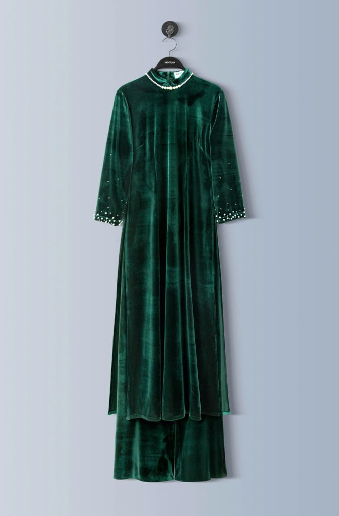 Áo Dài Mentosa Nhung Ngọc Trai-MTS211122402