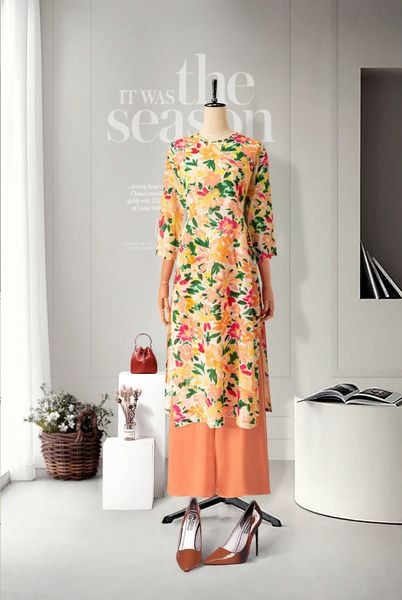  Áo Dài Mentosa Tơ Hoa-MTS321122401 