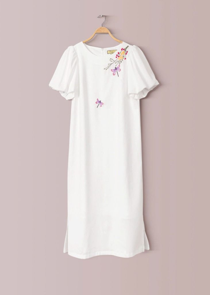 Đầm Katosa Linen Tay Phồng Thêu Chuồn Chuồn-KTS32202242
