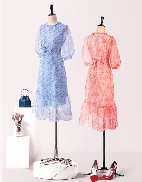  Đầm Katosa Tơ Hoa Tay Lỡ-KTS3060124 