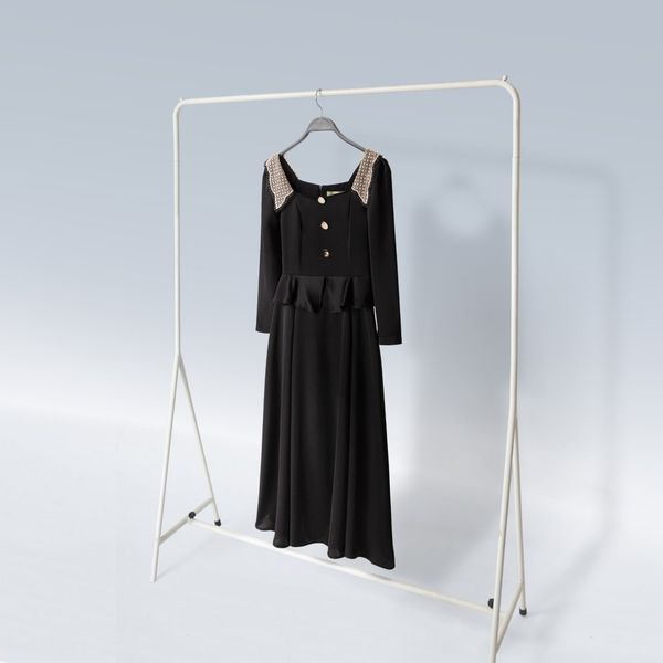  Đầm Xòe Katosa Tay Dài Phối Ren 1 Màu Đen-TPSXD050823 