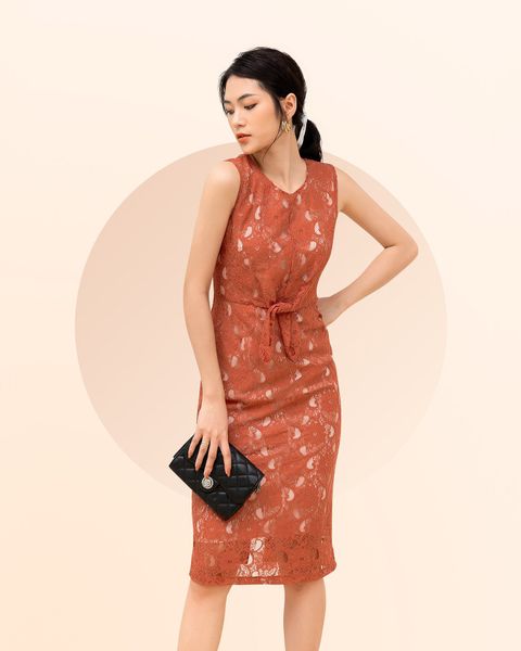  Đầm Ren Mentosa Sn Cột Dây Eo - K1CT1230720 