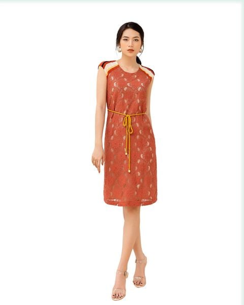  Đầm Ren Mentosa Form Suông Vai Phối Sọc - K1M11230720 