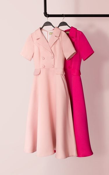  Đầm Katosa Cổ Vest Tay Ngắn 2 Màu-KTS230201 