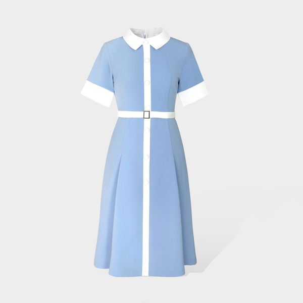  Đầm TS Vnxk Cổ Sơ Mi Đai Eo-SXA220921 