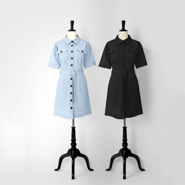  Đầm Vnxk TLM Sơ Mi Đai Eo 2 Màu-SXDT0822 