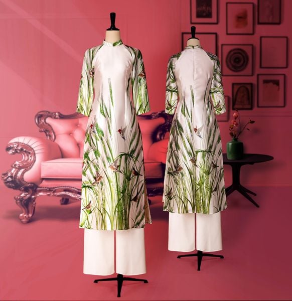  Áo Dài Katosa Tafta Màu Trắng HT-KTS221311T 