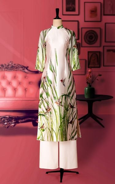  Áo Dài Katosa Tafta Màu Trắng HT-KTS221311T 