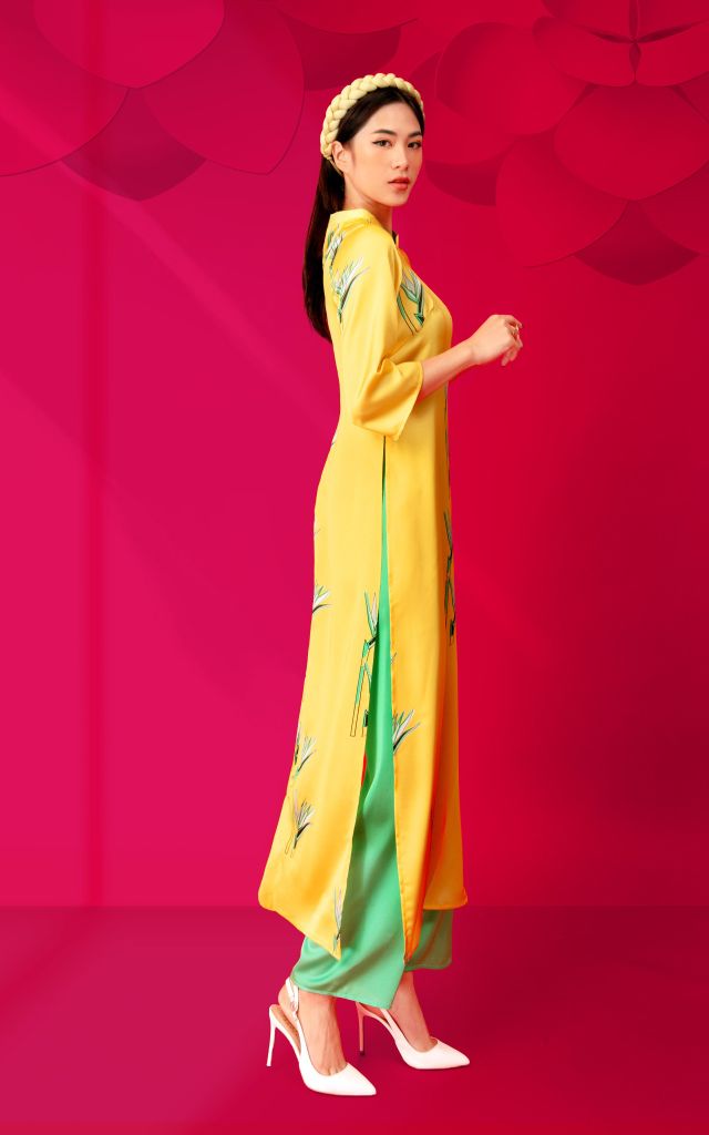 Áo Dài Cách Tân Katosa Màu Hoa Thiên Điểu-KTS221511V