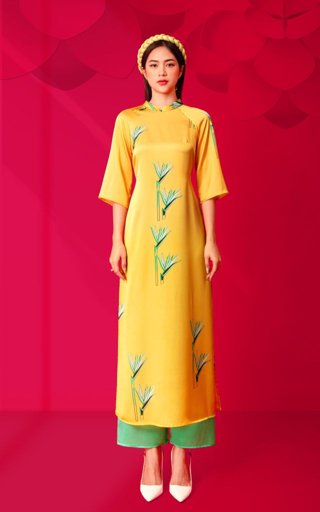 Áo Dài Cách Tân Katosa Màu Hoa Thiên Điểu-KTS221511V