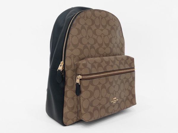  Balo Coach Size Lớn Đen Phối Da Nâu - 9207 - USBL110127C 