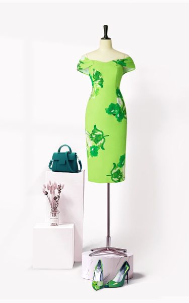  Đầm Katosa Trễ Vai In Họa Tiết-KTS231004 