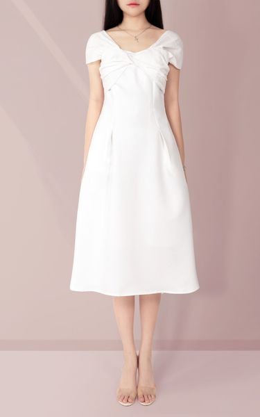  Đầm Katosa Xếp Chéo 1 Màu Trắng-KTS232501 