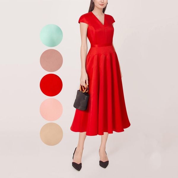  Đầm Katosa Xẻ Ngực Tùng Xếp Ly-KTS231101 