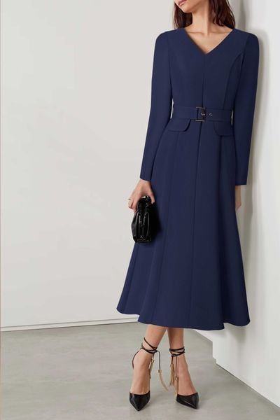  Đầm CK Cổ V Nắp Túi Trang Trí-TPSXD1511232 