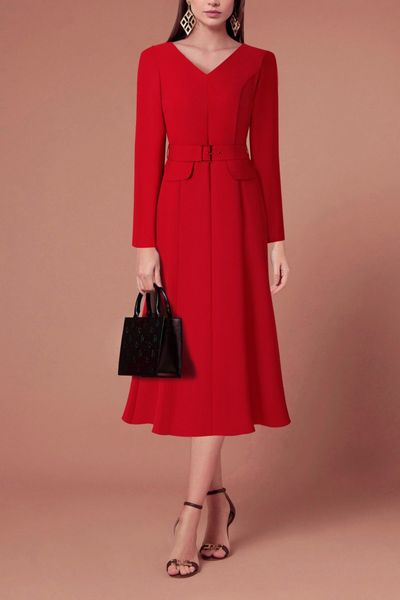  Đầm CK Cổ V Nắp Túi Trang Trí-TPSXD1511232 