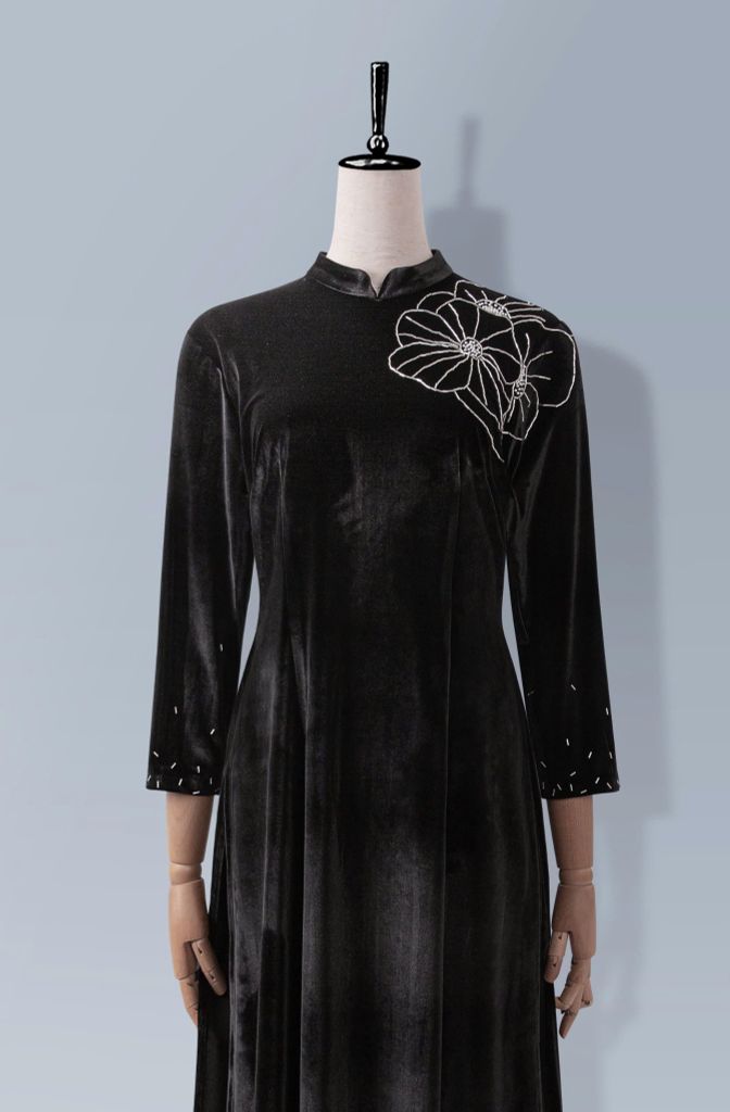 Áo Dài Mentosa Nhung Ngọc Trai-MTS211122402