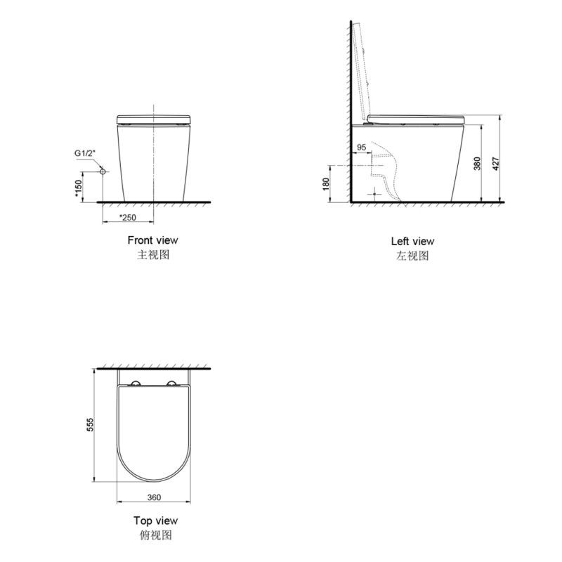 Bồn cầu đặt sàn áp tường Dean