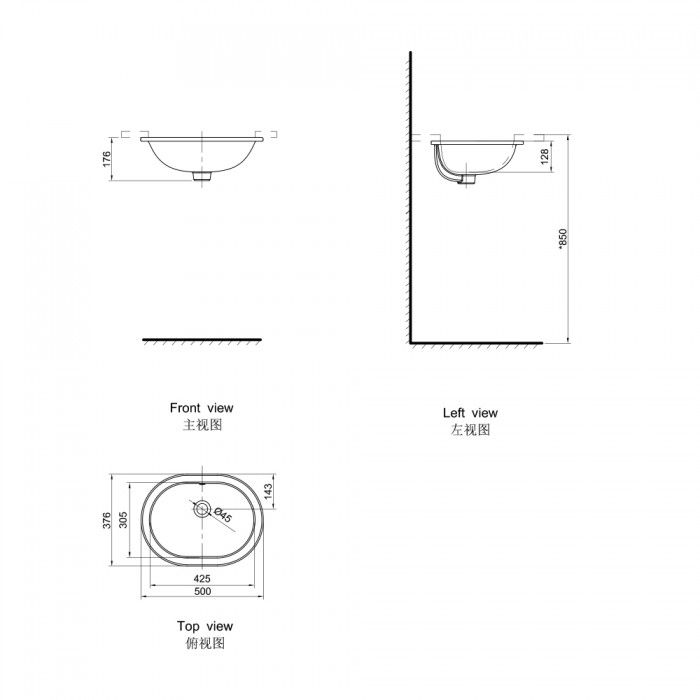 Chậu rửa oval âm bàn Dora