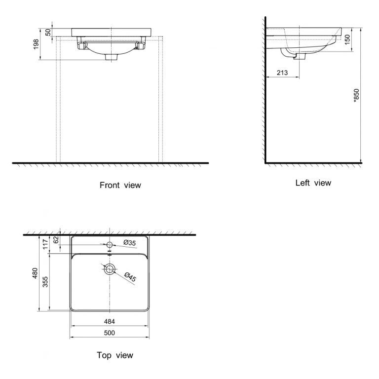 Chậu rửa đặt bàn hình chữ nhật AXENT.ONE C