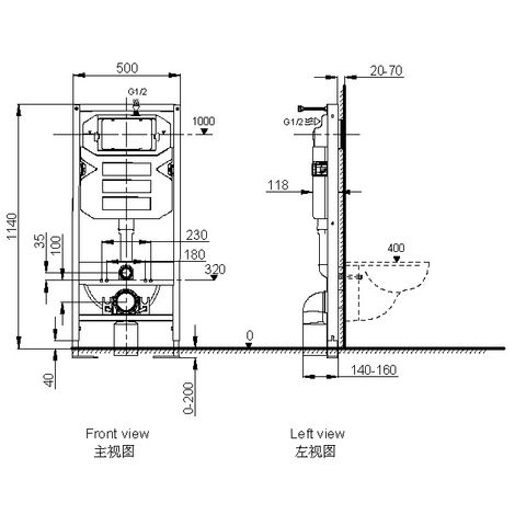  Khung két nước âm tường cơ chế khí nén 