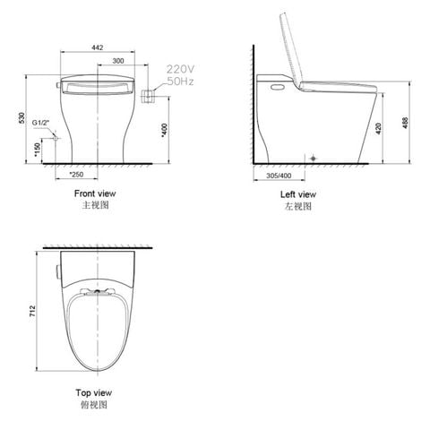  Bồn cầu đặt sàn áp tường Starlett 