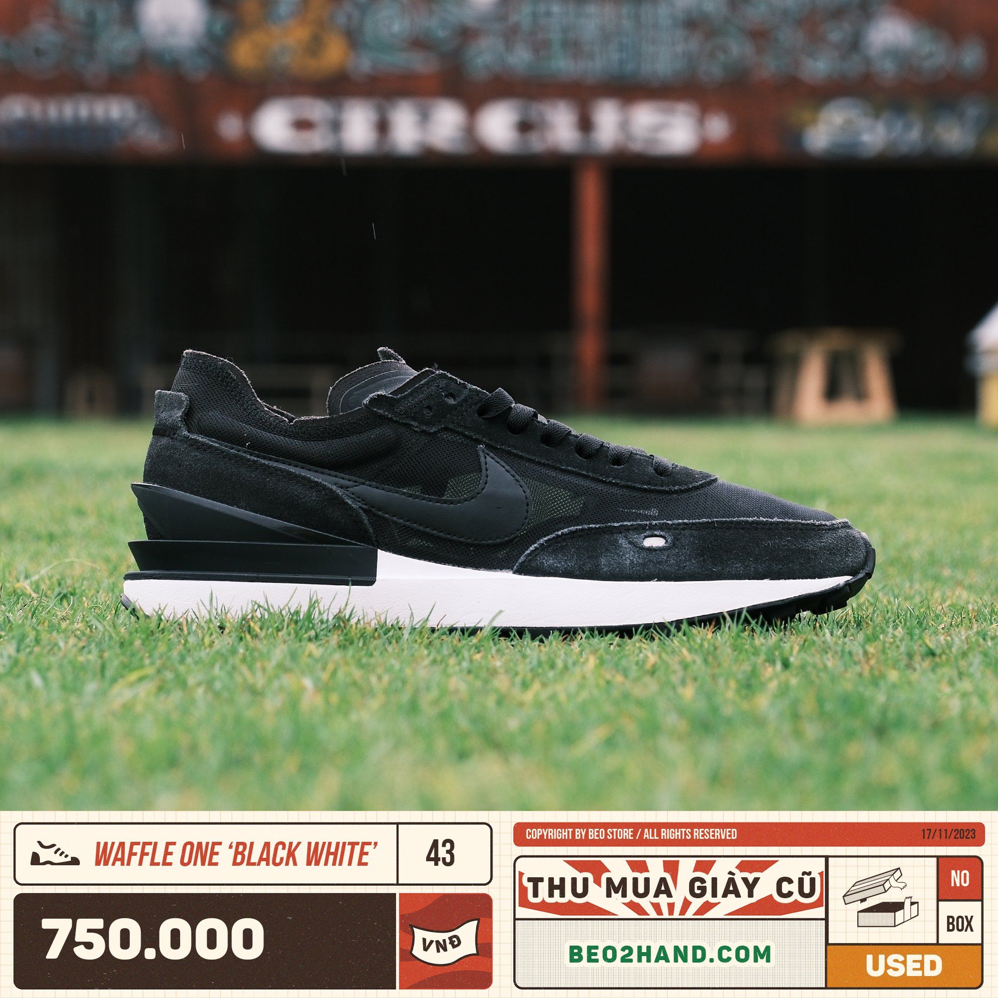 WAFFLE ONE BLACK WHITE 43 BEO2HAND