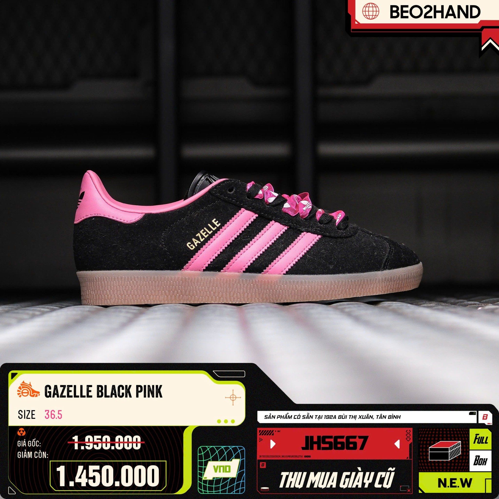 GAZELLE BLACK PINK - JH5667 - 36.5 - BÈO STORE