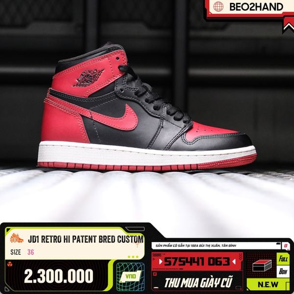 JORDAN 1 RETRO HI PATENT BRED CUSTOM - 575441 063 - 36