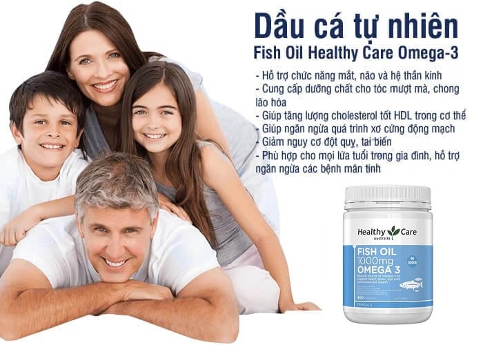 D u c t nhi n Fish Oil Healthy Care Omega 3 1000mg 400 vi n c a